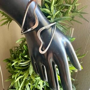 Sterling Silver Heart Bangle Bracelet from Mexico, "Heart Harmony"